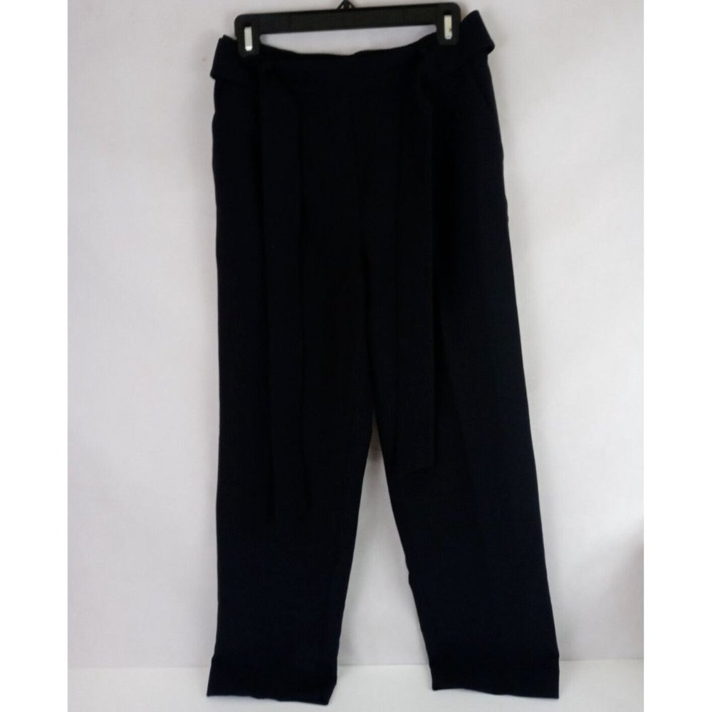 Halogen Women's Solid Black Pleated Dress Pants Slacks With Belt Size Small